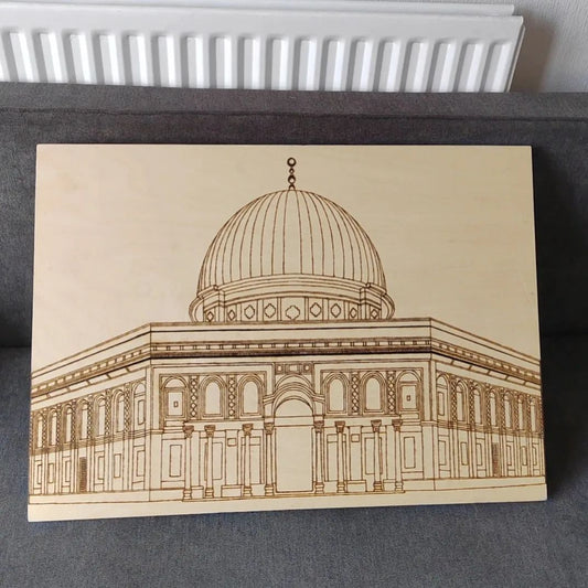 Dome of the Rock Woodburned Canvas