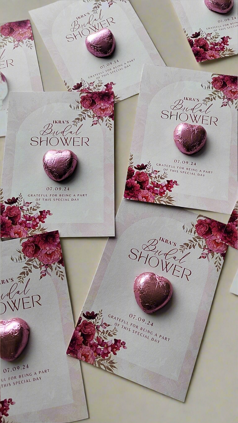 Pink Bridal Shower Chocolate Heart Favours