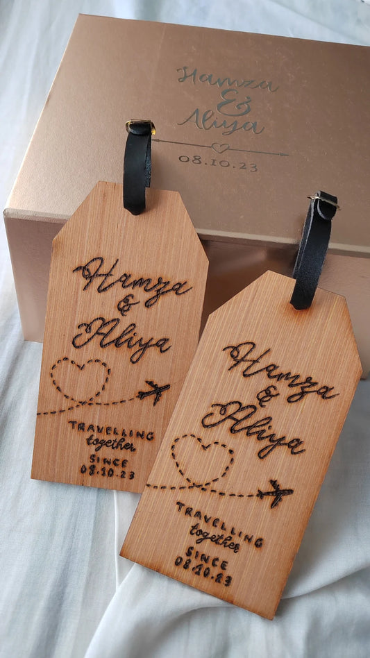 Couples Wooden Luggage Tag (2 set)